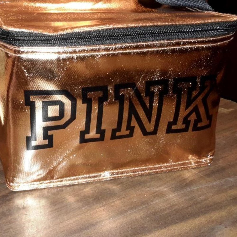 VICTORIA'S SECRET PINK ROSE GOLD COOLER LUNCH BOX BAG NEW WITH TAGS